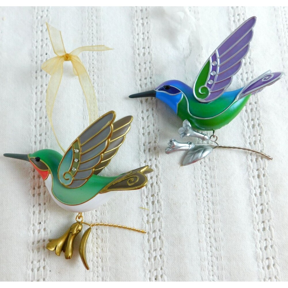 Hallmark Keepsake Hummingbird Ornament The Beauty of Bird 2014 2018 Lot of 2 EUC